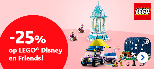 Profiteer t.e.m. 8/9 van 25% korting op LEGO® Friends en Disney. Zowel online als in de winkel. Mis het niet!