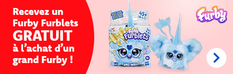 Tirez le meilleur de votre expérience Furby ! Jusqu’au 31/12 inclus, recevez un Furby Furblets Sno-Way gratuit à l’achat d’un grand Furby. Pour deux fois plus de plaisir de jeu interactif ! 