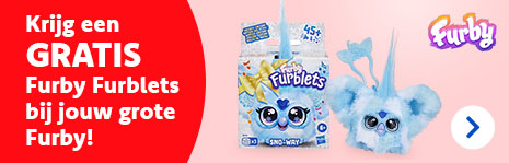 Haal het maximale uit je Furby-ervaring! Ontvang t.e.m. 31/12 een gratis Furby Furblets Sno-Way bij aankoop van een grote Furby. Dubbel zoveel interactief speelplezier! 