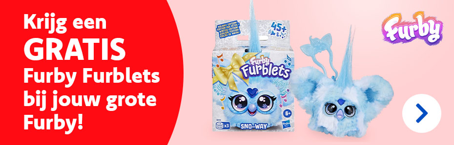 Haal het maximale uit je Furby-ervaring! Ontvang t.e.m. 31/12 een gratis Furby Furblets Sno-Way bij aankoop van een grote Furby. Dubbel zoveel interactief speelplezier! 