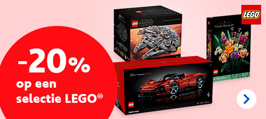 T.e.m. 24/11 profiteer je van 20% korting op een selectie LEGO®. Mis het niet en scoor je favoriete LEGO® sets voordelig.