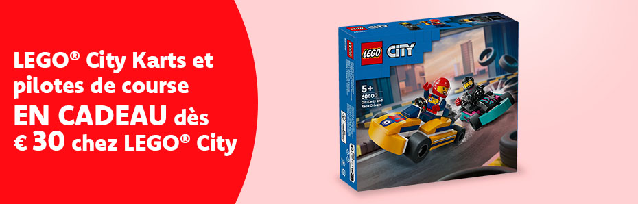 LEGO® City Karts et pilotes de course en cadeau dès € 30 chez LEGO® City