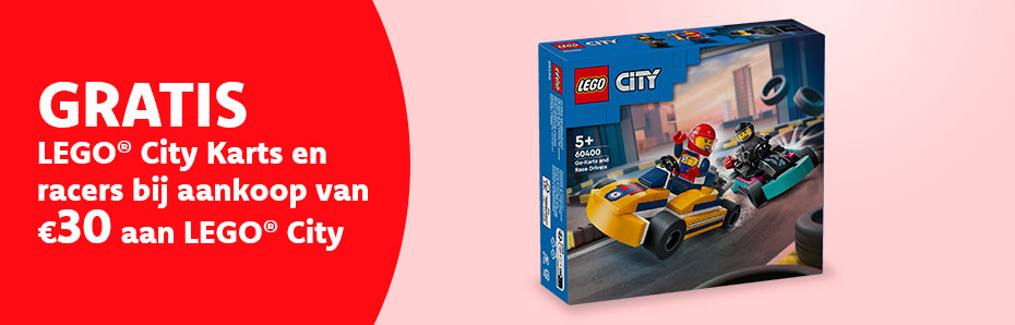 Gratis LEGO® City Karts en racers b.a.v. €30 aan LEGO® City